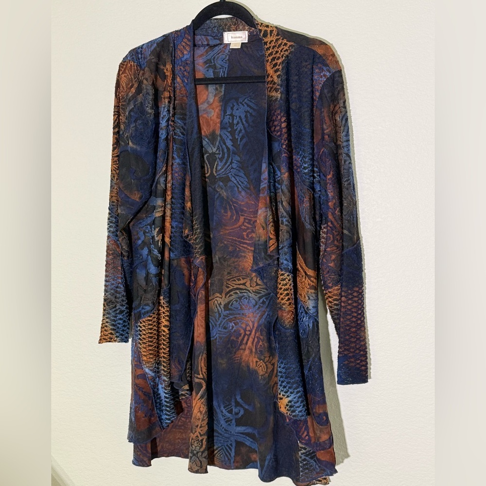 Kamana Open Front Multicolor Waterfall Cardigan, … - image 4